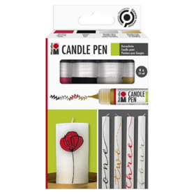 Kit de Peinture pour Bougies Marabu - 4 Stylos de Couleur à Base d'Eau
