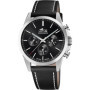 Montre Chronographe Sportive en Acier Inoxydable avec Bracelet en Cuir