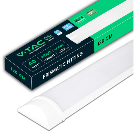 Réglette LED Linéaire V-TAC 120 cm - 40W Haute Luminosité pour Plafond et Garage
