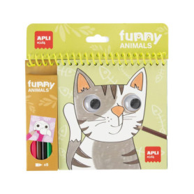 Bloc de Coloriage Funny Animals avec Yeux Mobiles - APLI Kids