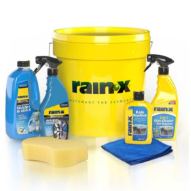 Kit de Nettoyage Complet Rain-X pour Voiture - Shampoing, Nettoyant Pneus et Anti-Pluie