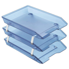 Organiseur de Bureau Acrimet à 3 Niveaux en Plastique Bleu Clair