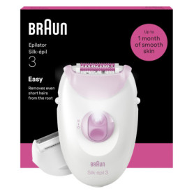 Epilateur Électrique Femme Braun Silk·épil 3 - Rose, Étanche avec Tête de Rasage et Sabot