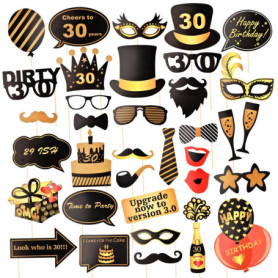 Accessoires Élégants pour Photomaton d'Anniversaire - 31 Pièces 30 Ans