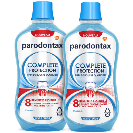 Bain de Bouche Parodontax Menthe Fraîche - Protection Complète pour Gencives et Dents - 2x500 ml