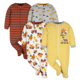 Lot de 4 grenouillères pour garçons Gerber - Confort et sécurité pour bébé