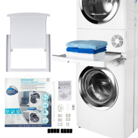 Kit de Superposition Universel Hoover pour Lave-Linge et Sèche-Linge - Optimise l'Espace avec Tablette Coulissante