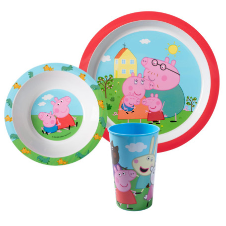 Set de Vaisselle Peppa Pig pour Enfants - 3 Pièces en Polypropylène Multicolore