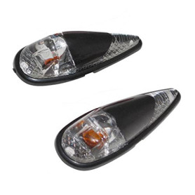 Clignotants Goutte d'Eau Noirs avec Ampoules Orange pour Moto et Scooter