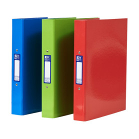 Lot de 3 classeurs A4 Oxford - Rouge, Vert et Bleu avec Mécanisme à 2 Anneaux
