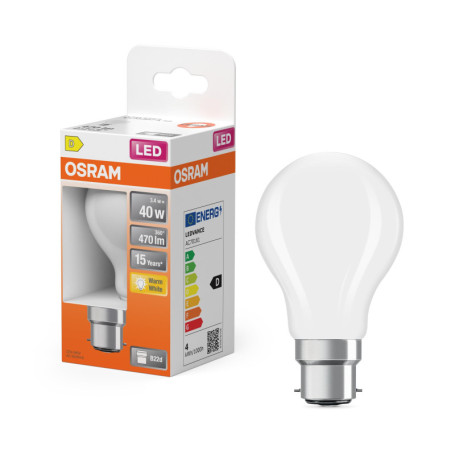 Ampoule LED Osram Filament A40 3,4W Blanc Chaud B22d