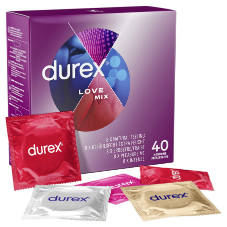 Durex Love Mix - Pack de 40 Préservatifs Variés pour Plus de Plaisir