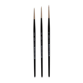 Lot de 3 pinceaux d'artiste en poils de martre rouge pour aquarelle et acrylique