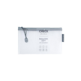 Sac à fermeture éclair EVA Soft Check 23 x 13 cm - Blanc - Protection idéale pour documents