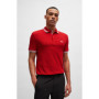 Polo en Piqué de Coton Rouge BOSS pour Hommes avec Col Rayé