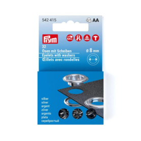 Recharge d'œillets avec rondelles Prym 8 mm - Argent