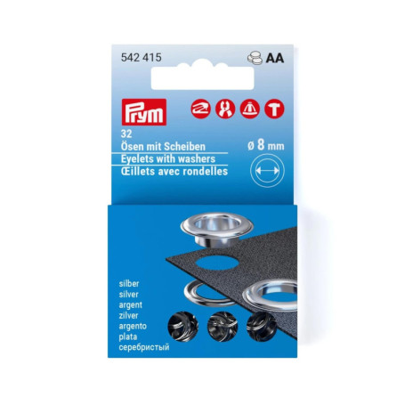 Recharge d'œillets avec rondelles Prym 8 mm - Argent