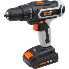 Perceuse-visseuse sans fil Meister MAS18-V1 18 V avec batterie 2,0 Ah et LED