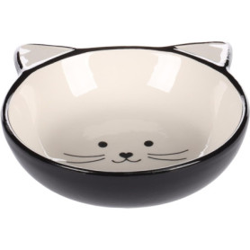 Gamelle Antidérapante Kajo pour Chats - Céramique Noir-Blanc 280ML