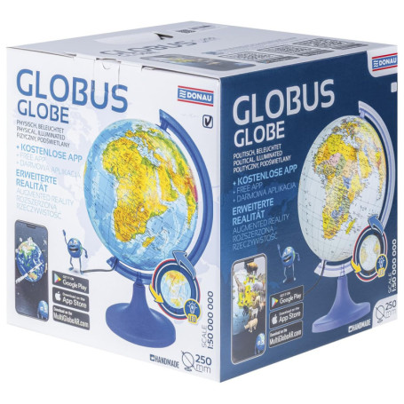 Globe Terrestre Lumineux DONAU 250 mm - Décoration Éducative et Veilleuse