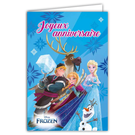 Carte d'Anniversaire La Reine des Neiges - Disney Frozen avec Enveloppe
