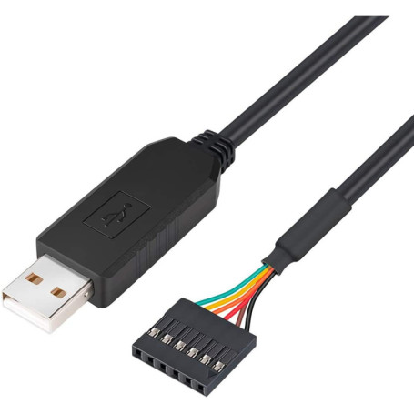 Câble USB vers TTL FTDI 5V - Adaptateur Série 6 Broches Noir 1m