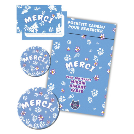 Kit Cadeau Merci Fleurs Ticky-Tacky avec Miroir et Aimant