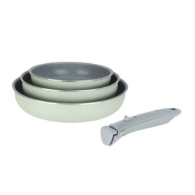 Set de 3 Poêles en Aluminium Sitram Family - Revêtement Céramique Antiadhésif - Manche Amovible