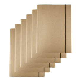 Lot de 6 Chemises à Élastique D.RECT A4 en Carton Kraft Marron