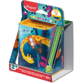 Maped Crayons de Couleur Infinity Jumbo - 12 Pièces, Zéro Déchet, Ergonomiques