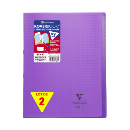 Lot de 2 Cahiers Agrafés Koverbook Violets - 24x32 cm - Clairefontaine