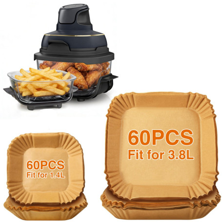 Papier de Cuisson Ankway pour Friteuse à Air - 120 Feuilles Sulfurisées