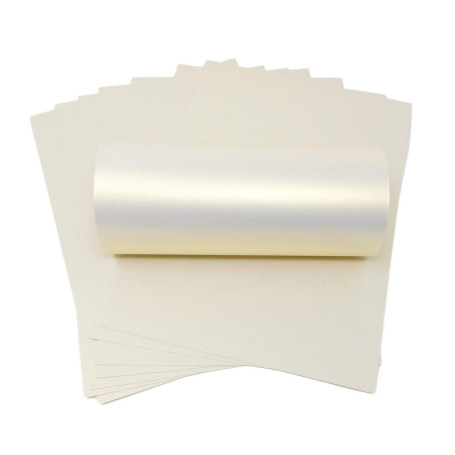 Papier Cartonné Décoratif Ivoire Nacré A4 - 10 Feuilles Brillantes 300 g/m²