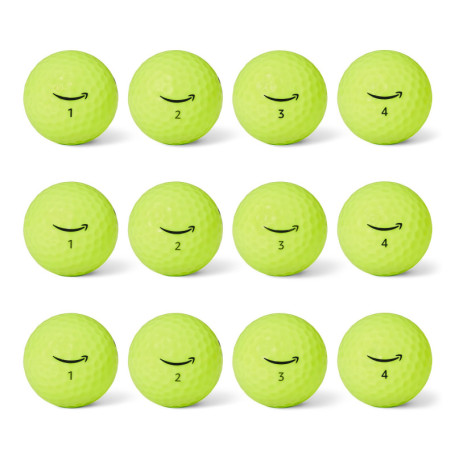 Lot de 12 Balles de Golf Jaunes Amazon Basics - Noyau Souple