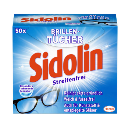 Lingettes de nettoyage Sidolin pour lunettes et écrans - 50 pièces