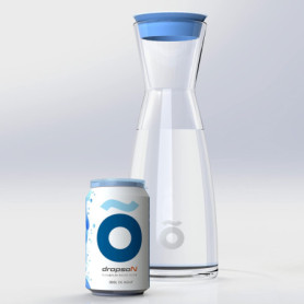 Carafe en Verre avec Filtre Dropson CrystalDrink - 1L, Couvercle Bleu