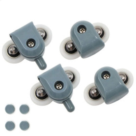 Lot de 4 roulettes doubles silencieuses pour porte de douche en verre