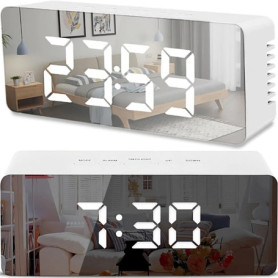 Réveil Numérique Miroir LED Retoo avec Alarme et Thermomètre