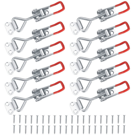 Lot de 10 Pinces Bascule en Métal Rouge - Sauterelles Réglables pour Fixation