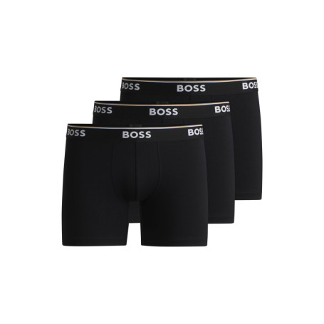 Lot de 3 Boxers Longs en Coton Stretch BOSS pour Hommes - Noir