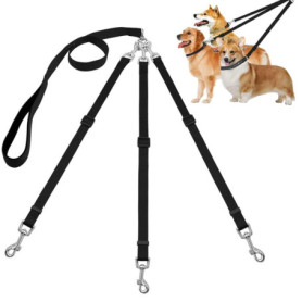 Laisse 3 en 1 Réglable pour Chien - Nylon Amovible pour Marche et Jogging
