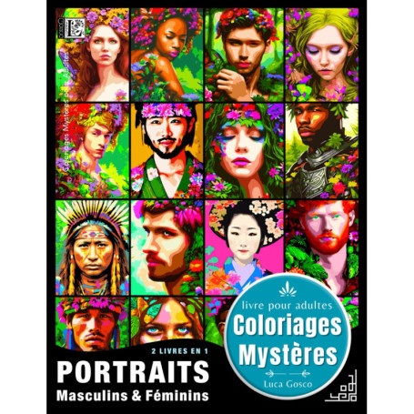 Coloriages Mystères : Portraits Masculins et Féminins - 2 en 1