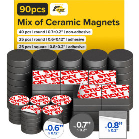 Lot de 90 Aimants en Ferrite avec Adhésifs - Idéal pour Fixation