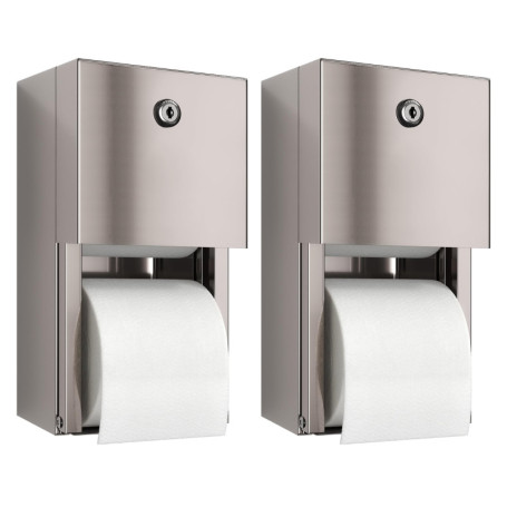 Distributeur de Papier Toilette en Acier Inoxydable - Lot de 2 pour Salle de Bain