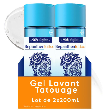 Bepanthen Tattoo Gel Lavant - Nettoyant Doux pour Tatouages 2x200ml