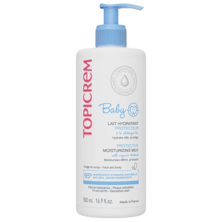 Topicrem Lait Hydratant Protecteur pour Bébé - 500 ml, Visage & Corps, Peaux Sensibles