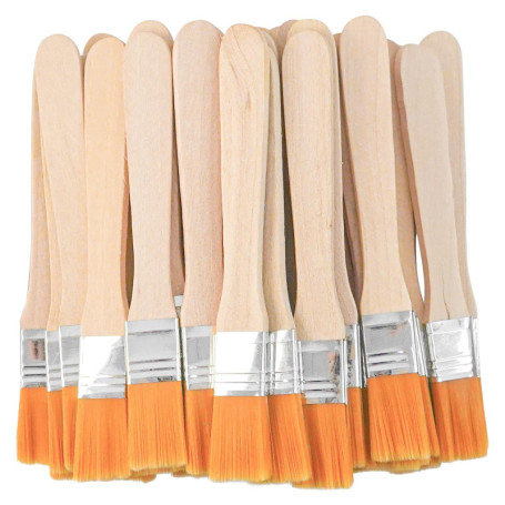 Lot de 45 Petits Pinceaux Plats en Nylon avec Manche en Bois