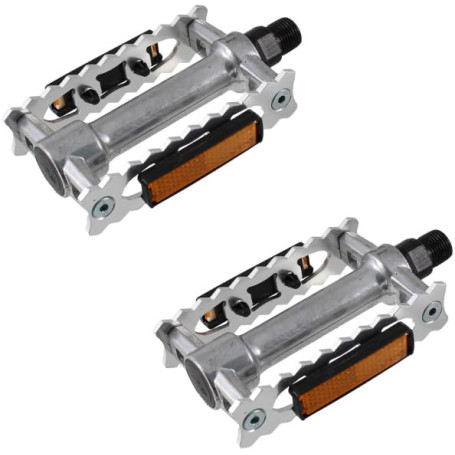 Paire de Pédales en Aluminium pour Vélo VTC avec Réflecteurs Orange