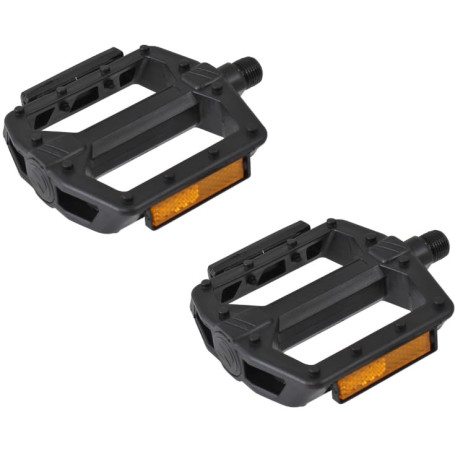 Paire de Pédales VTT BMX Noir avec Réflecteur Orange - cyclingcolors