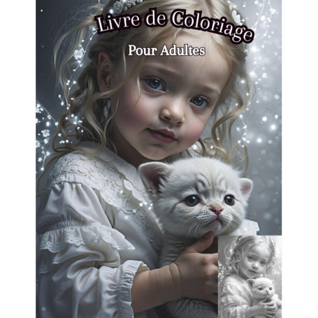 Livre de Coloriage pour Adultes : Portraits d'Anges en Niveaux de Gris